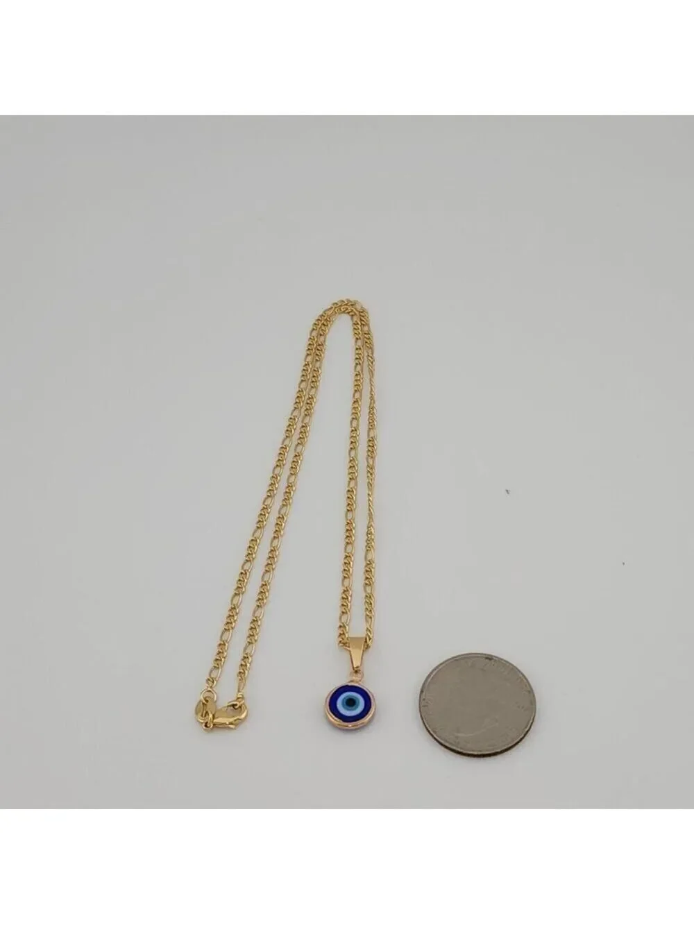 Brand New Brazilian 18k Gold Filled Blue Evil Eye Necklace